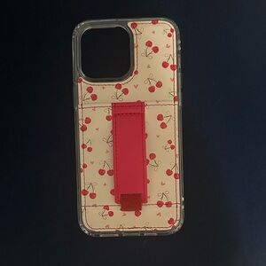 Cherry Pattern Phone Case with Red Strap